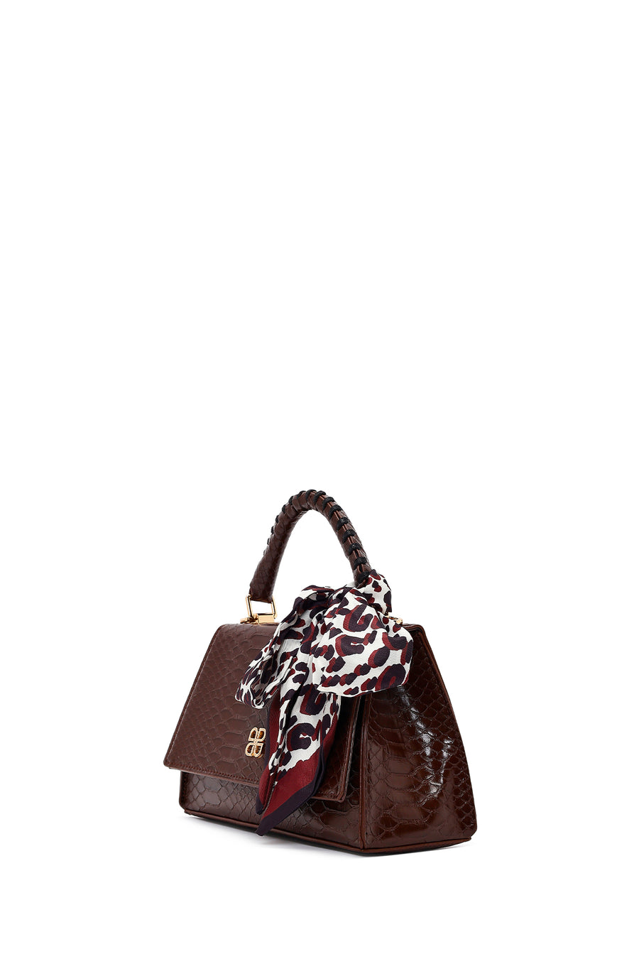 Women's Brown Long Strap Classic Shoulder Bag with Crocodile Pattern