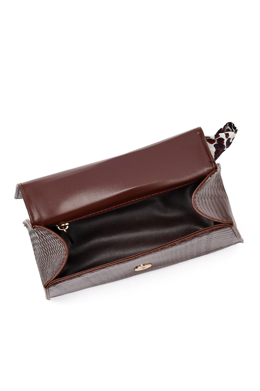 Women's Brown Long Strap Classic Shoulder Bag with Crocodile Pattern