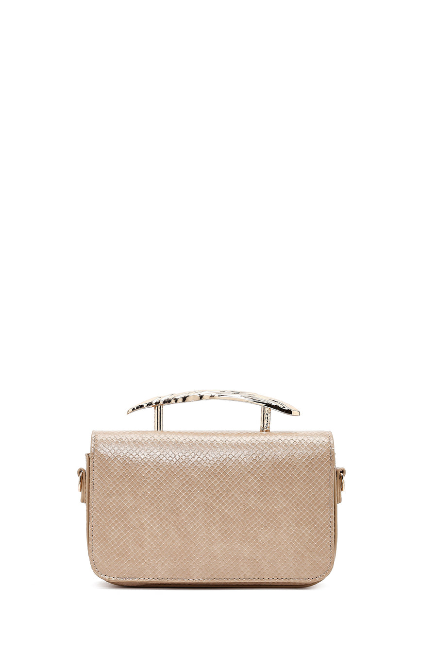Women's Beige Long Strap Patterned Mini Shoulder Bag