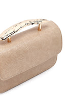 Kadın Bej Uzun Askılı Desenli Mini Kol Çantası | Derimod