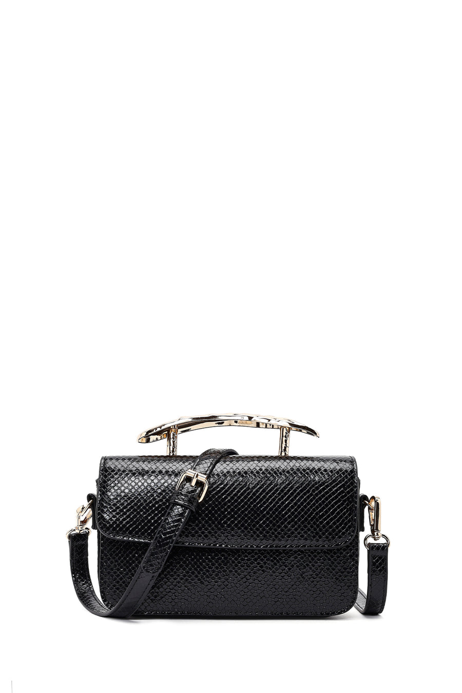 Women's Black Long Strap Patterned Mini Shoulder Bag 25ABD250840 | Derimod