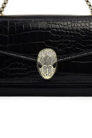 Kadın Siyah Uzun Zincir Askılı Rugan Mini Klasik Abiye Omuz Çantası | Derimod