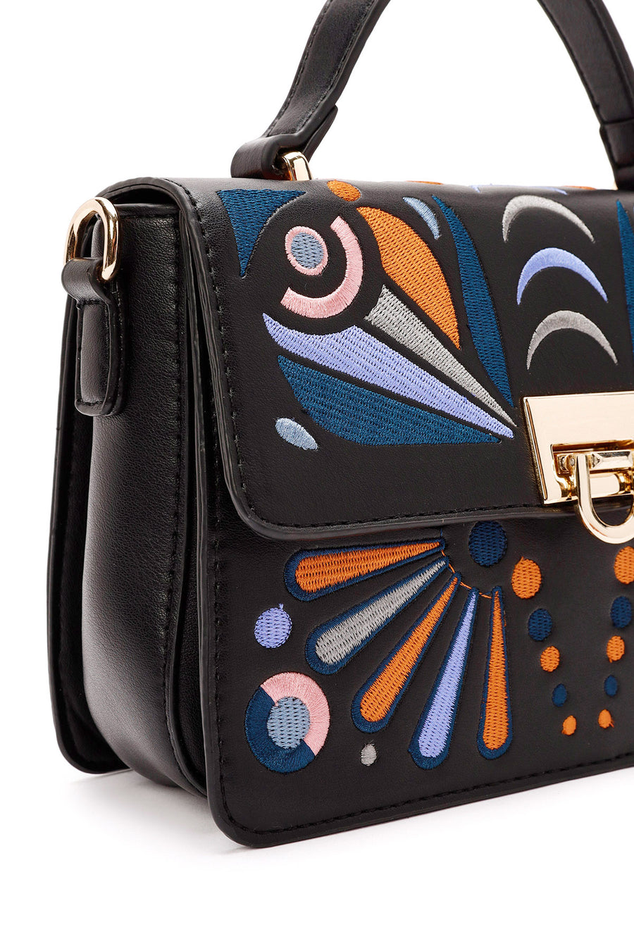 Women's Black Long Strap Printed Shoulder Bag