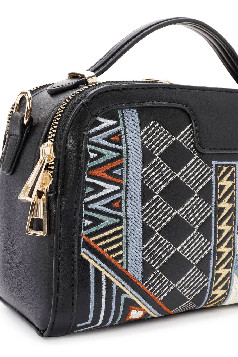 Women's Black Long Strapped Printed Shoulder Bag