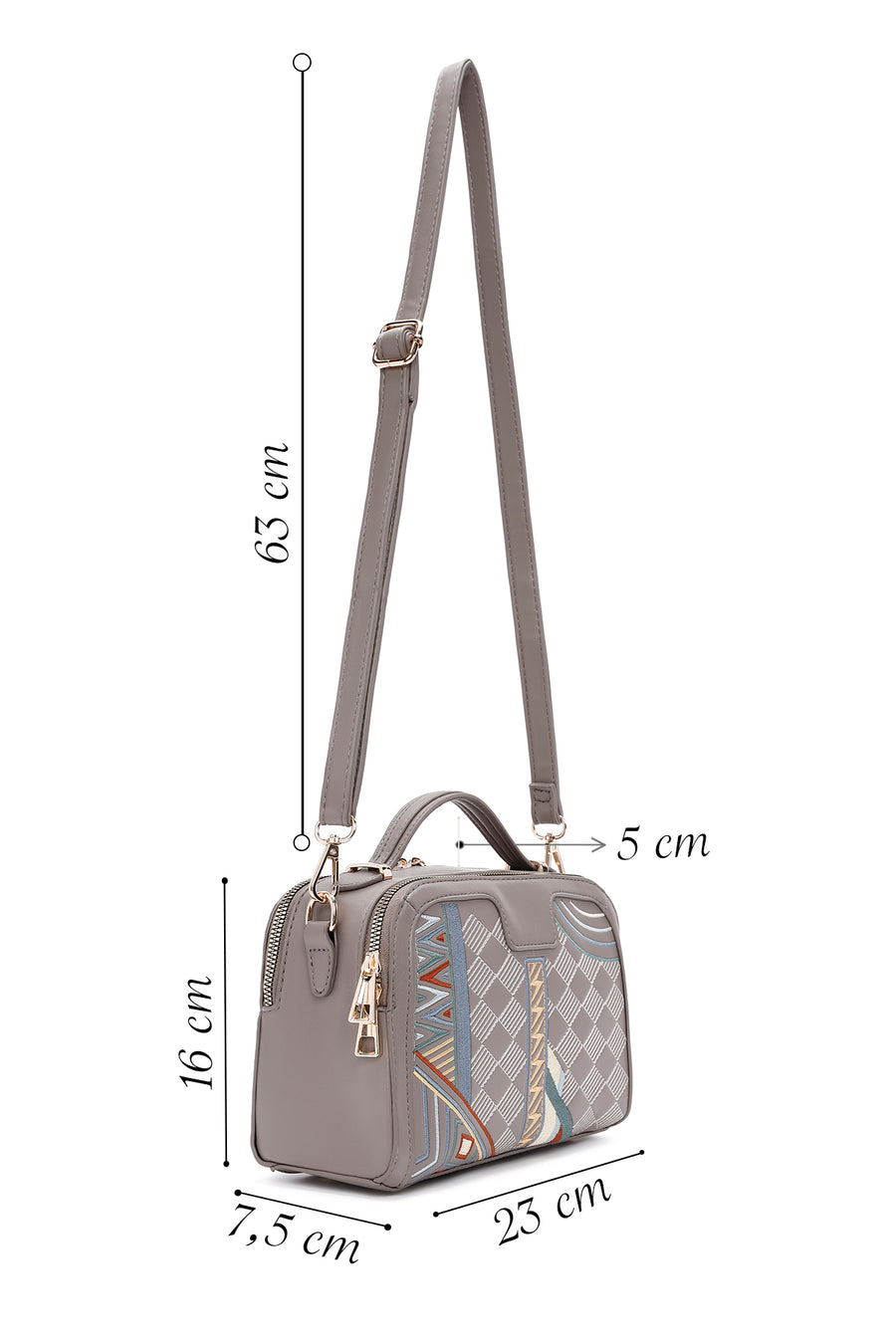 Women's Taupe Long Strap Printed Shoulder Bag