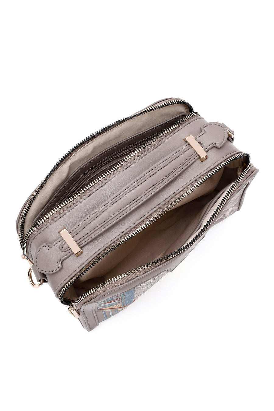 Women's Taupe Long Strap Printed Shoulder Bag
