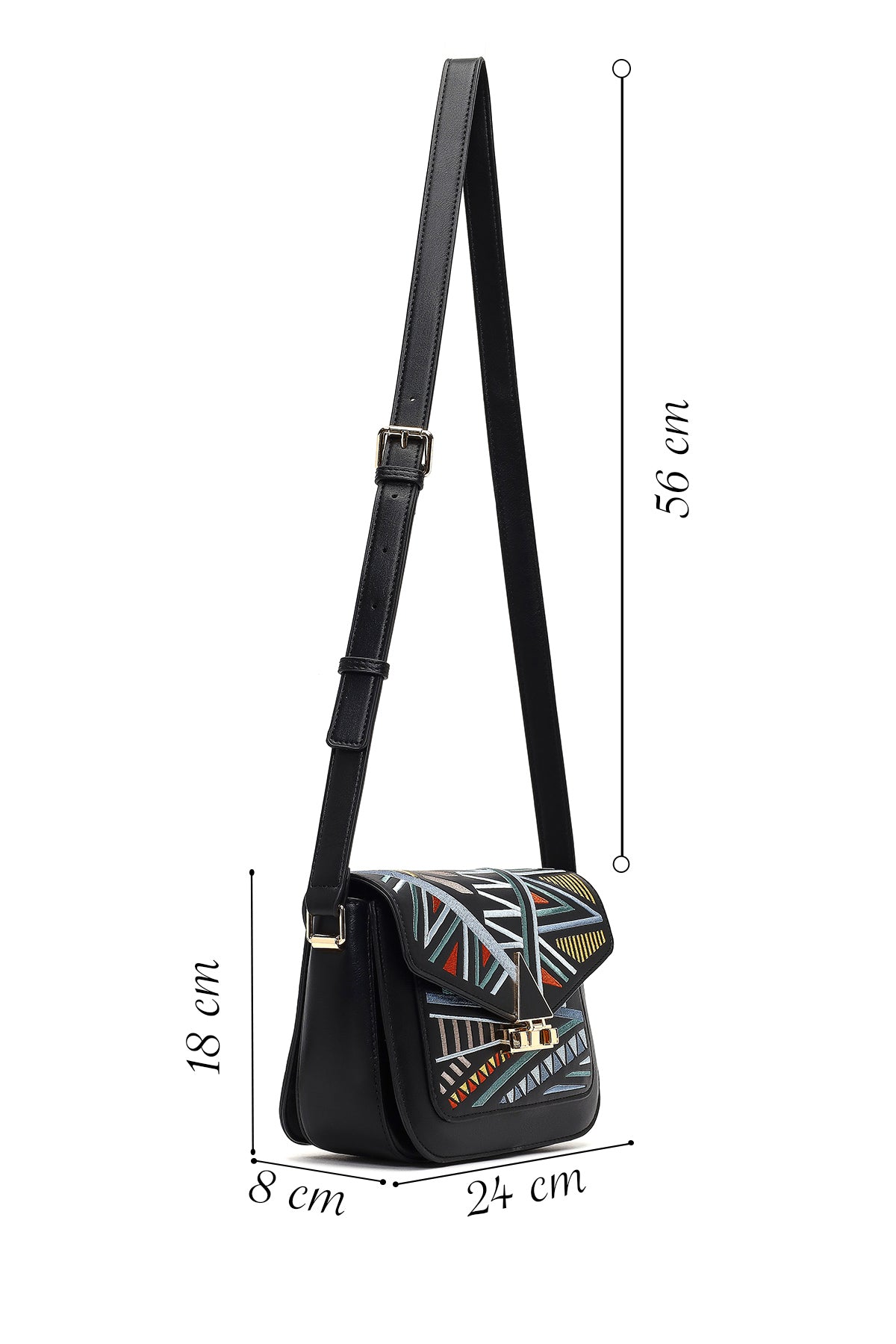 Kadın Siyah Baskılı Çapraz Çanta