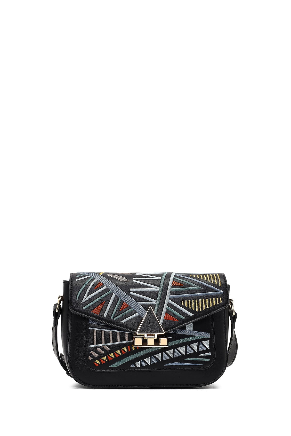 Kadın Siyah Baskılı Çapraz Çanta