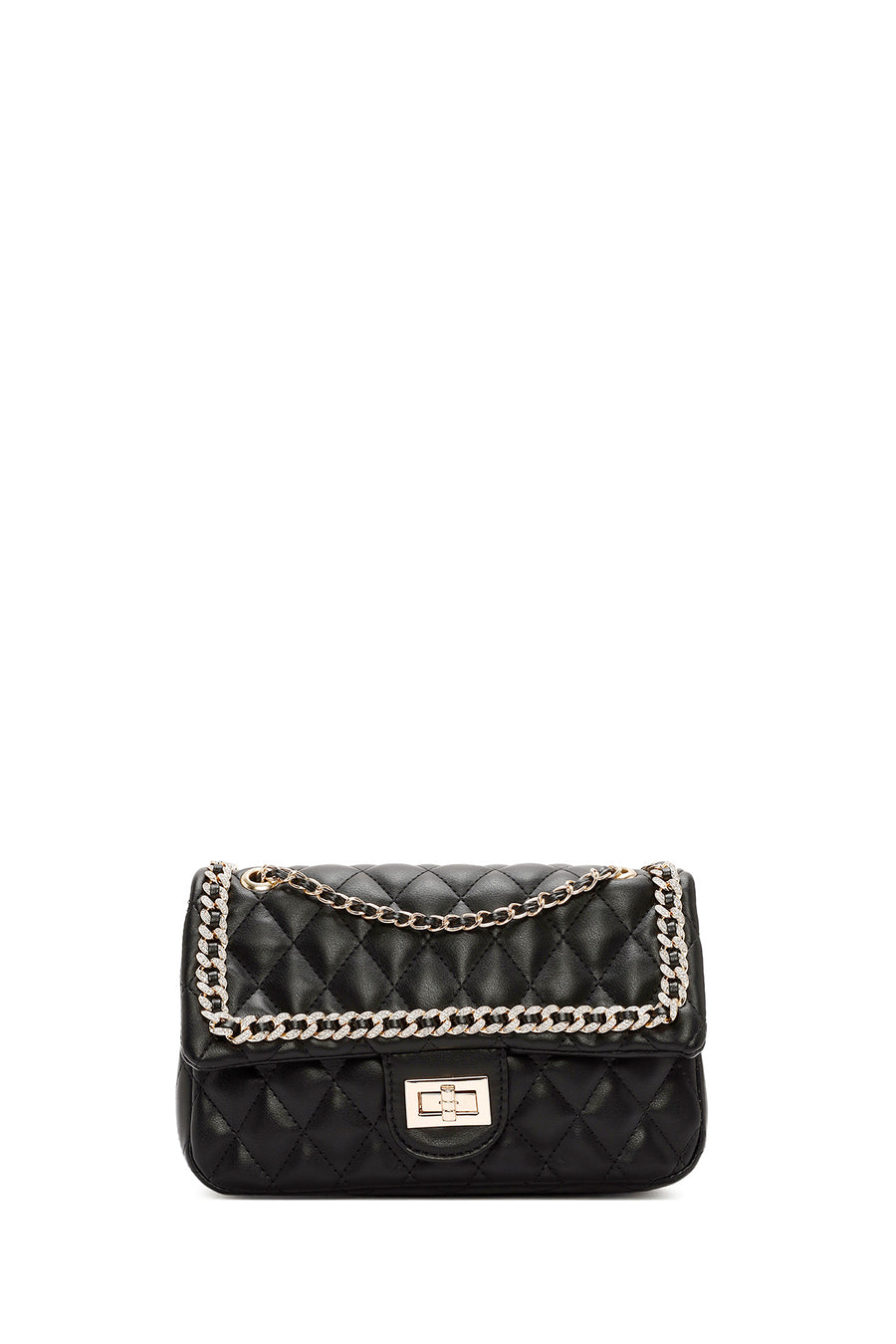 Women's Black Long Strapped Quilted Shoulder Bag