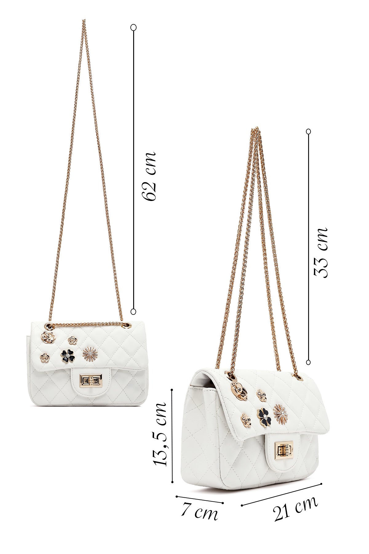 Kadın Beyaz Uzun Askılı Kapitone Omuz Çantası