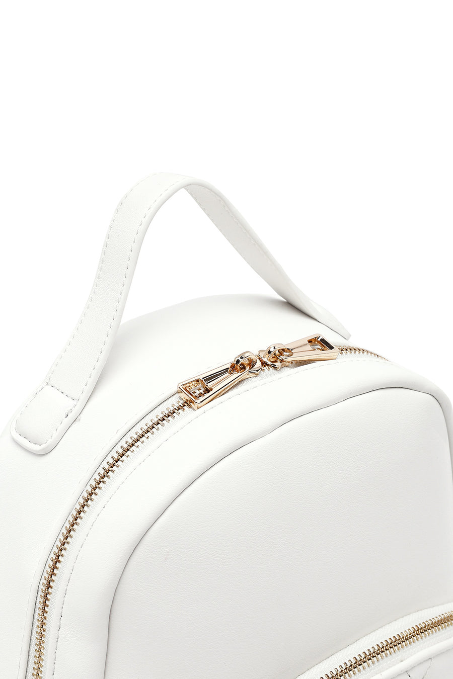 Woman Quilted Backpack with White Accessories