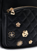 Kadın Siyah Aksesuarlı Kapitone Sırt Çantası | Derimod