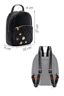 Kadın Siyah Aksesuarlı Kapitone Sırt Çantası | Derimod