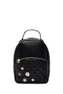 Kadın Siyah Aksesuarlı Kapitone Sırt Çantası | Derimod