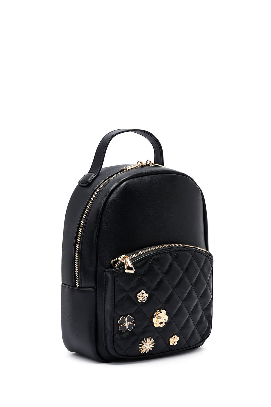 Woman Black Accessory Quilted Backpack