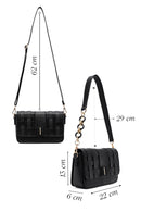 Kadın Siyah Uzun Askılı Örgü Çapraz Çanta | Derimod