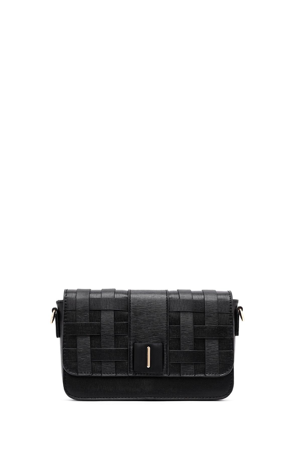 Kadın Siyah Uzun Askılı Örgü Çapraz Çanta
