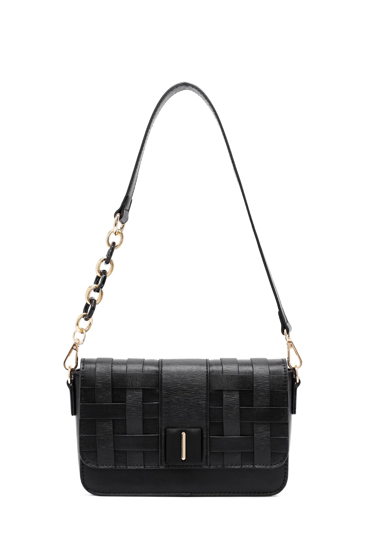 Kadın Siyah Uzun Askılı Örgü Çapraz Çanta