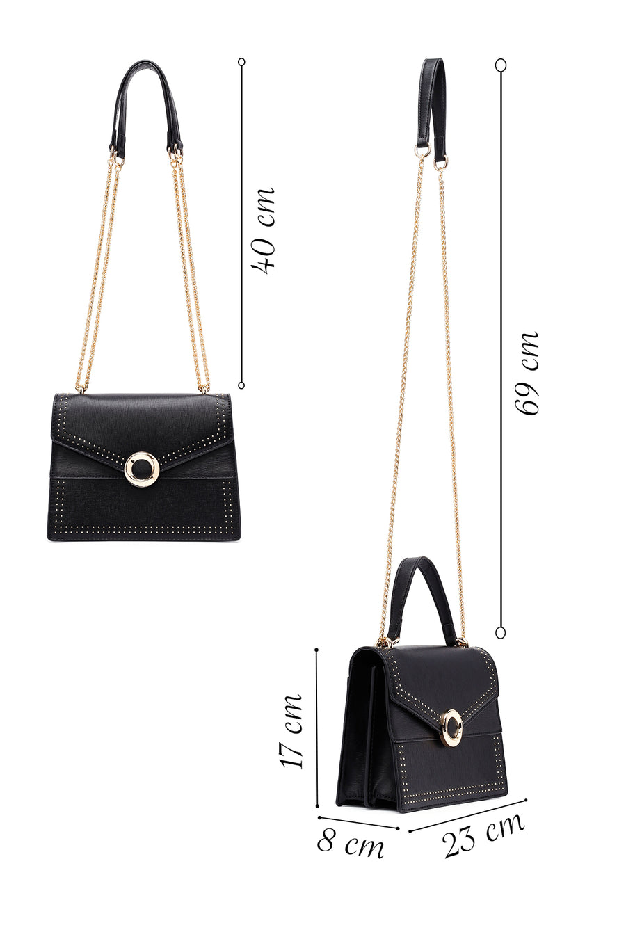 Woman Black Long Strap Classic Shoulder Bag