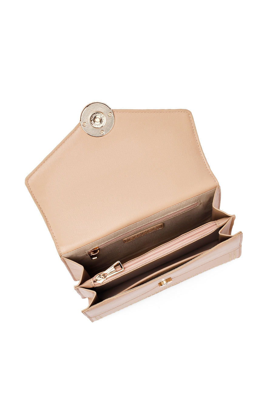 Woman Beige Long Strap Classic Shoulder Bag