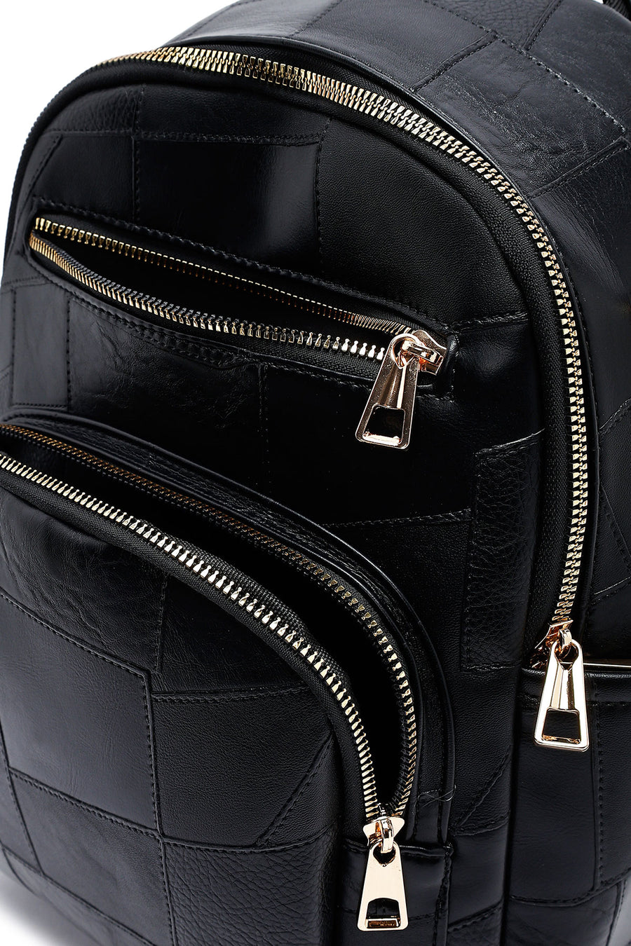 Woman Black Long Strap Printed Backpack