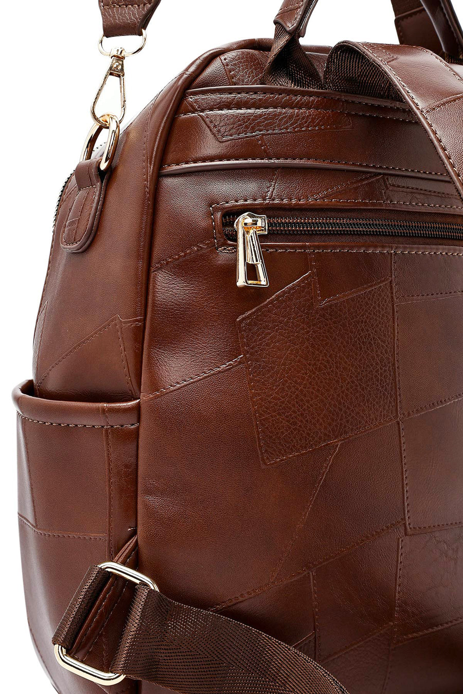 Woman Brown Long Strap Printed Backpack