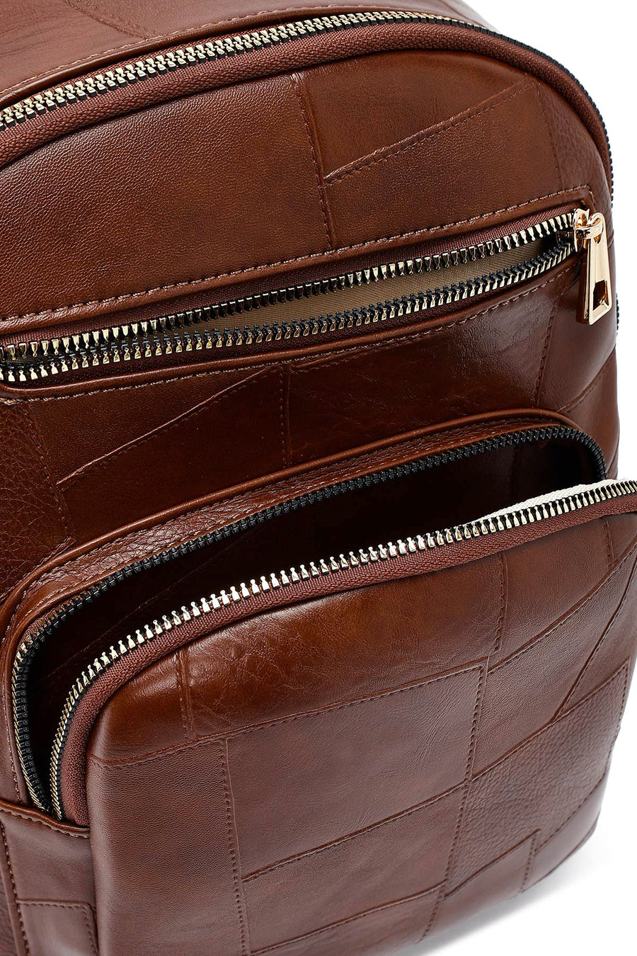 Woman Brown Long Strap Printed Backpack