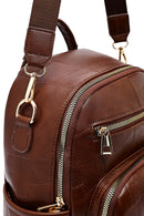 Kadın Kahverengi Uzun Askılı Baskılı Sırt Çantası | Derimod