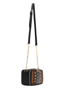 Women's Black Long Strapped Printed Crossbody Bag | Derimod