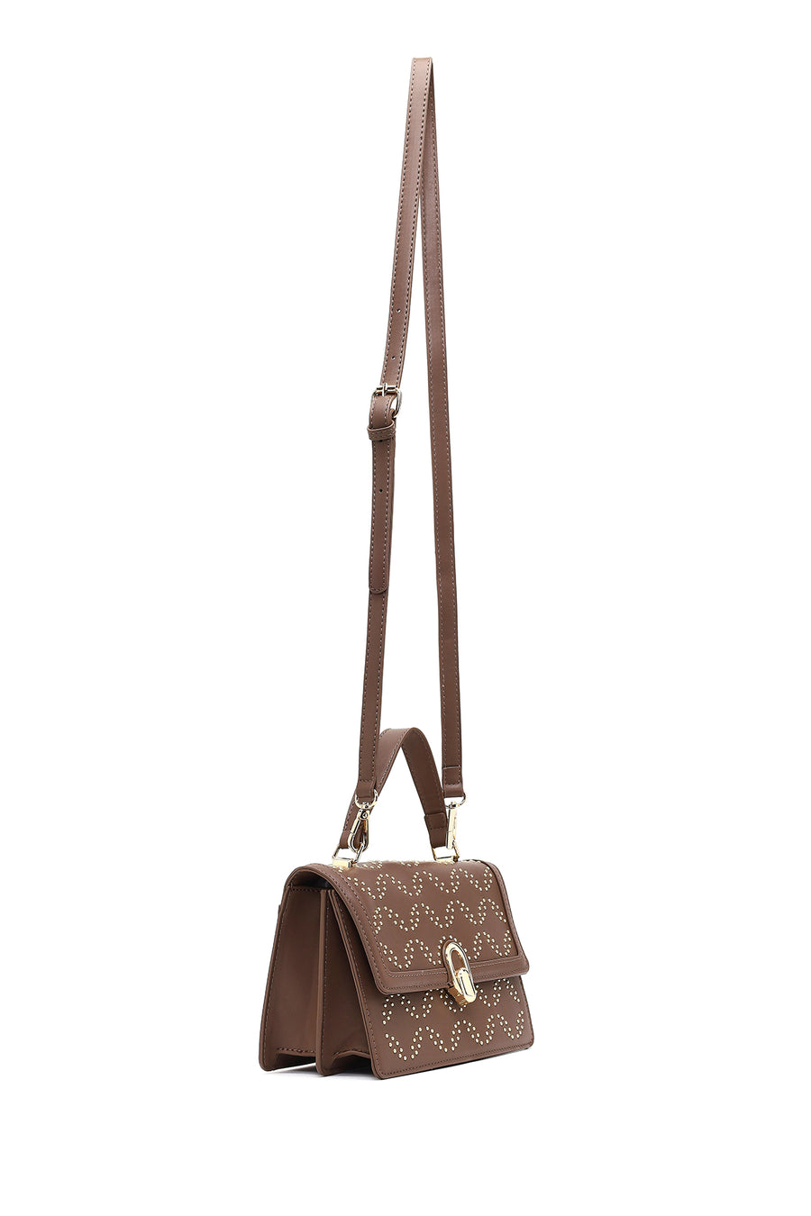Women's Taupe Long Strap Stone-Embellished Shoulder Bag