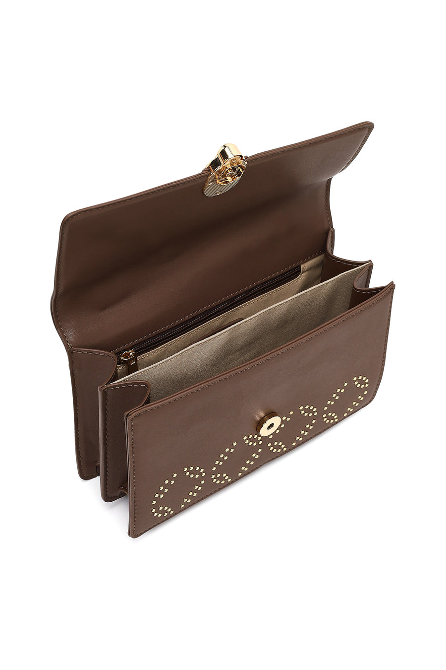 Women's Taupe Long Strap Stone-Embellished Shoulder Bag