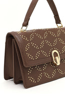 Women's Taupe Long Strap Stone-Embellished Shoulder Bag | Derimod