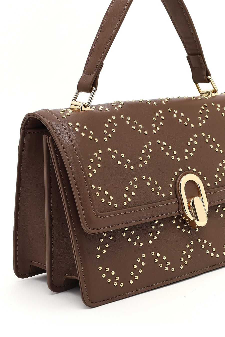 Women's Taupe Long Strap Stone-Embellished Shoulder Bag
