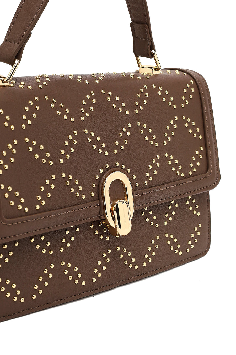 Women's Taupe Long Strap Stone-Embellished Shoulder Bag