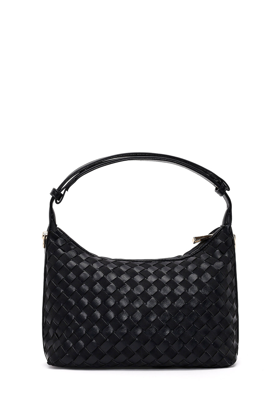 Women's Black Long Strapped Braided Mini Shoulder Bag