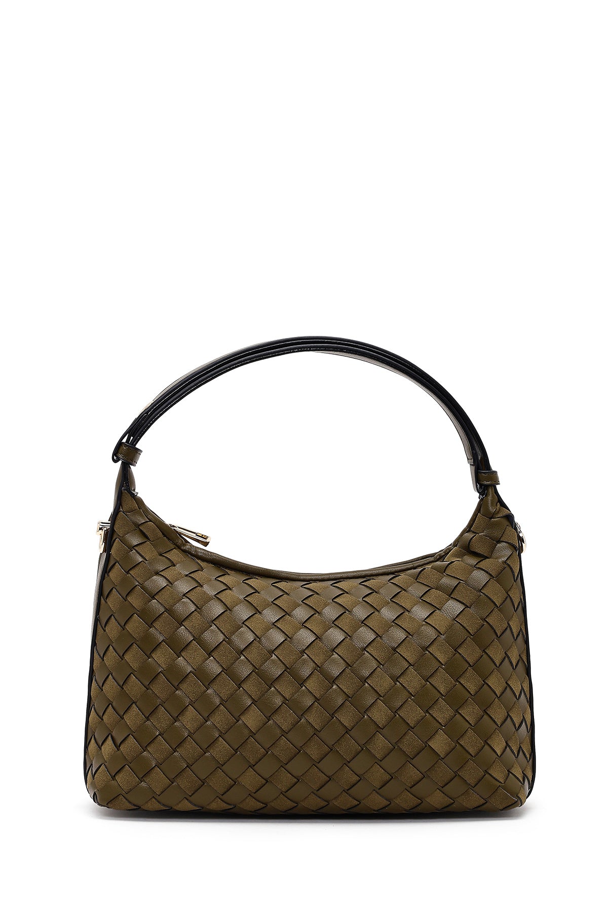 Kadın Yeşil Uzun Askılı Örgülü Mini Kol Çantası