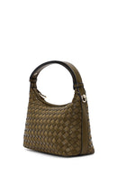 Woman Green Long Strapped Braided Mini Shoulder Bag | Derimod