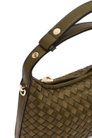 Woman Green Long Strapped Braided Mini Shoulder Bag | Derimod