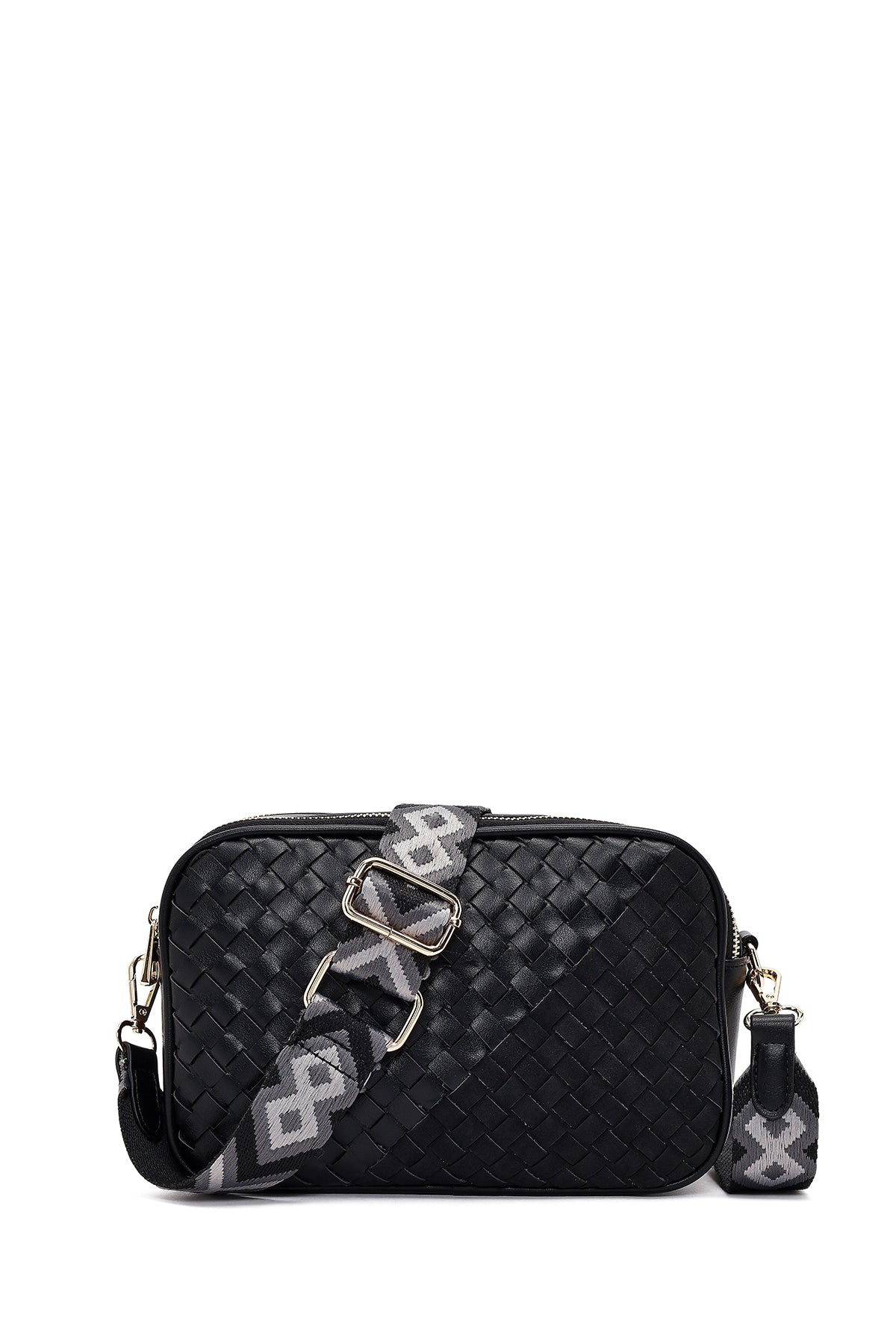 Women's Black Long Strapped Woven Crossbody Bag 25ABD264929 | Derimod
