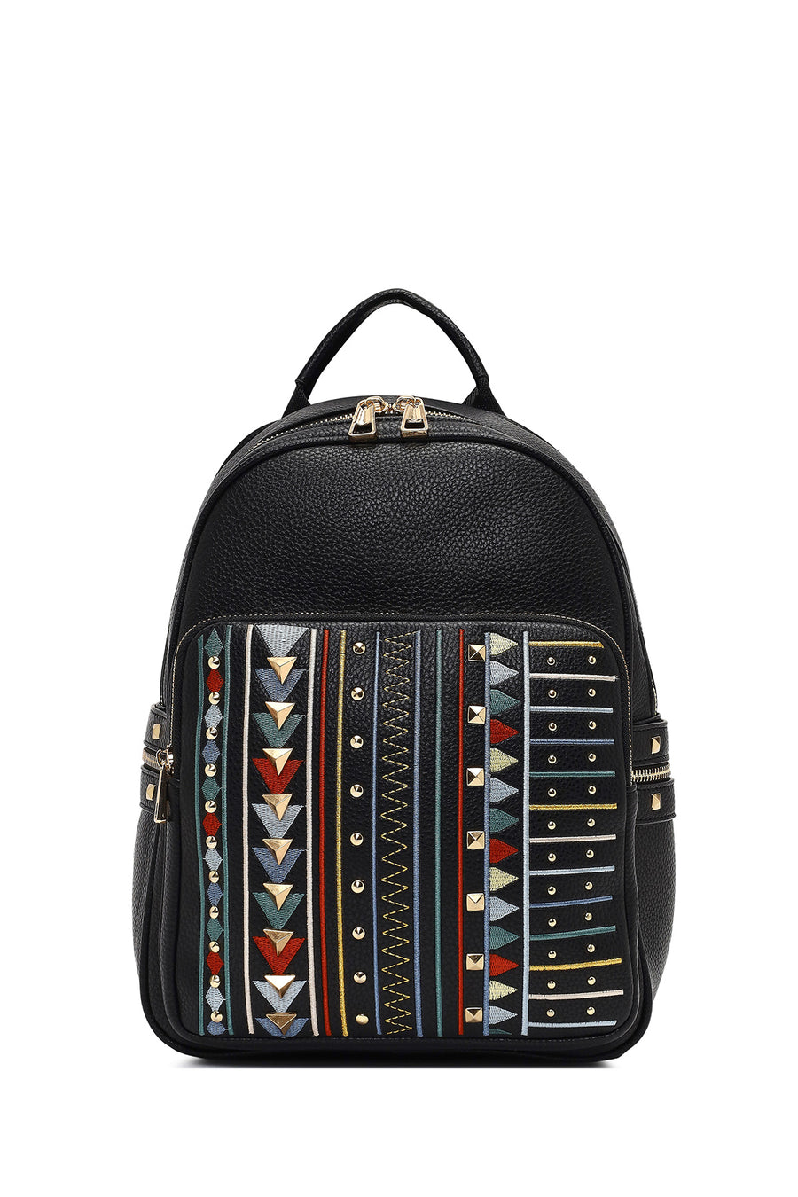Women's Black Printed Backpack