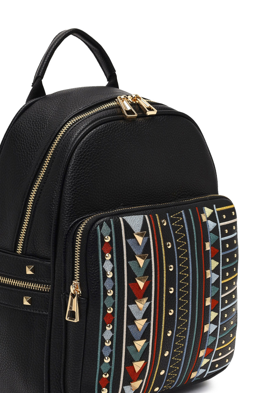 Women's Black Printed Backpack