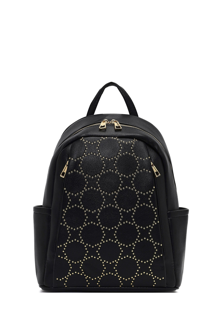 Women's Black Patterned Backpack