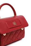 Woman Burgundy Long Strap Quilted Mini Crossbody Bag | Derimod