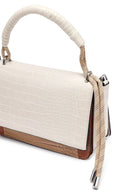 Kadın Bej Uzun Askılı Kroko Desenli Çapraz Çanta | Derimod