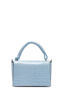 Kadın Mavi Uzun Askılı Kroko Desenli Çapraz Çanta | Derimod