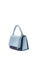 Kadın Mavi Uzun Askılı Kroko Desenli Çapraz Çanta | Derimod