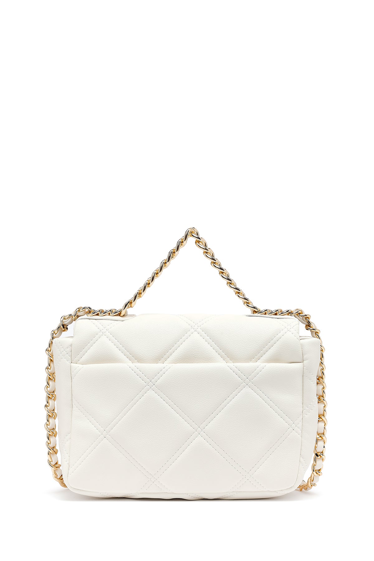 Kadın Krem Uzun Askılı Kapitone Çapraz Çanta