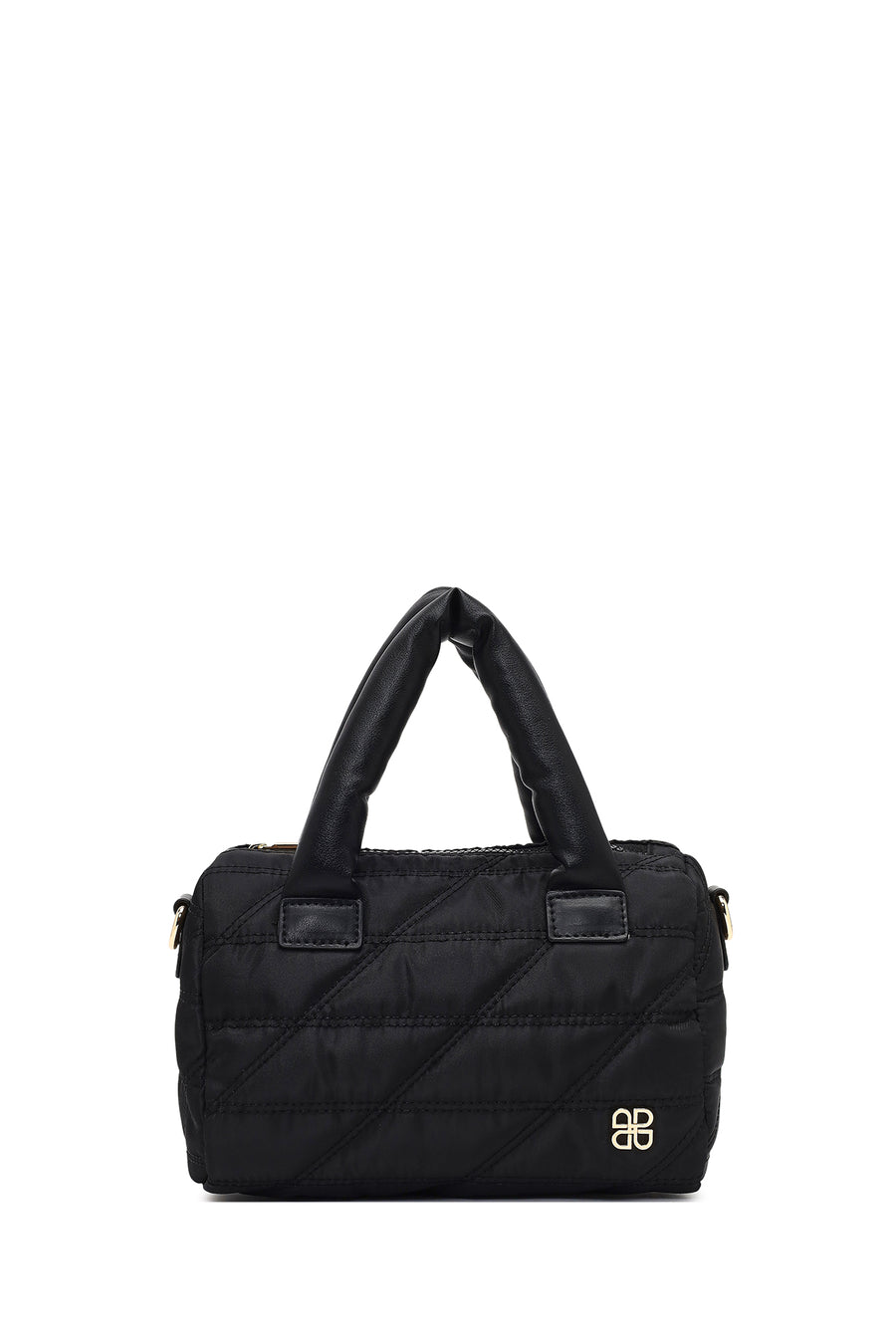 Women's Black Long Strap Charm Fabric Shoulder Bag