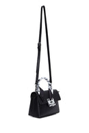 Women's Black Long Strapped Mini Crossbody Bag with Accessories | Derimod
