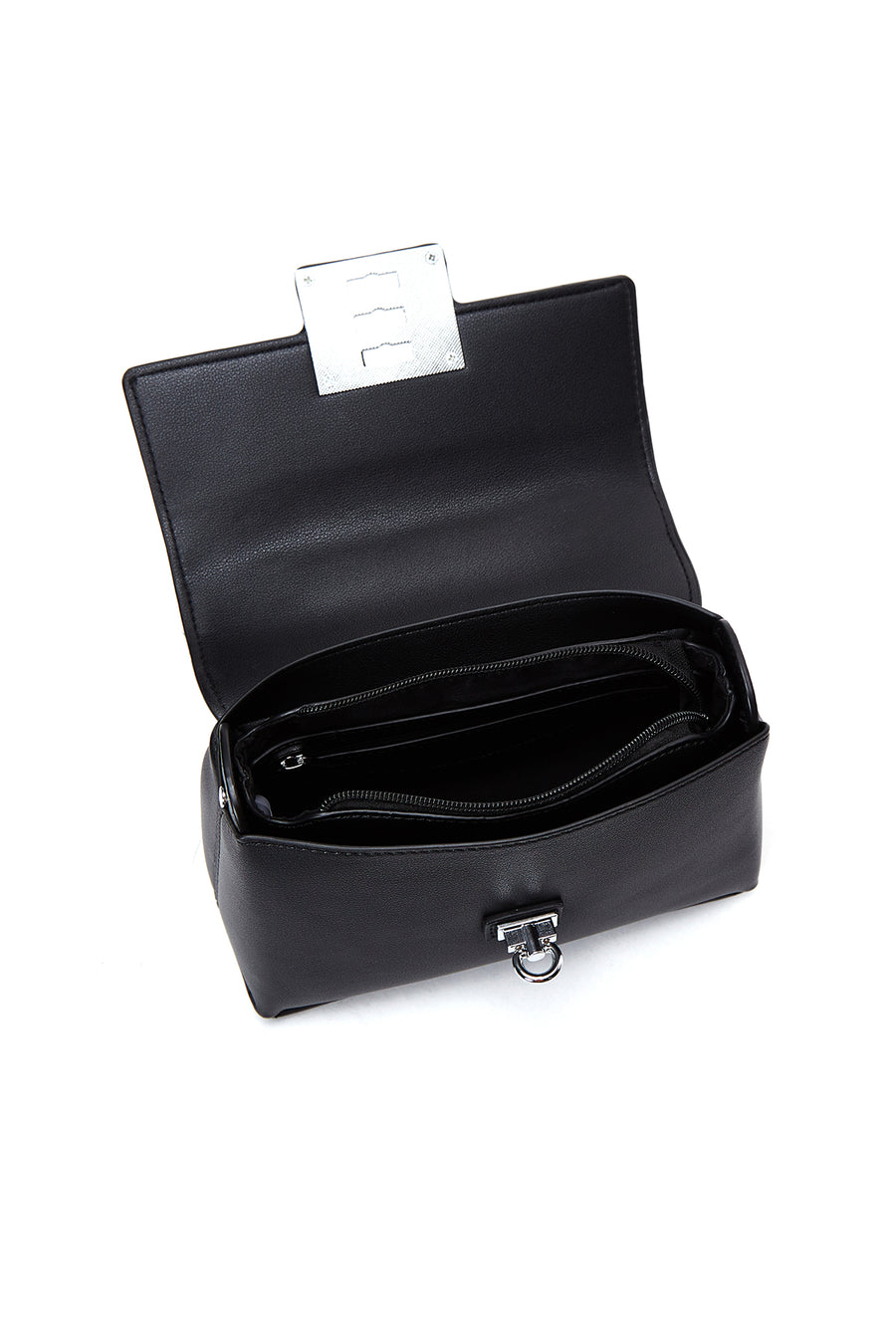 Women's Black Long Strapped Mini Crossbody Bag with Accessories